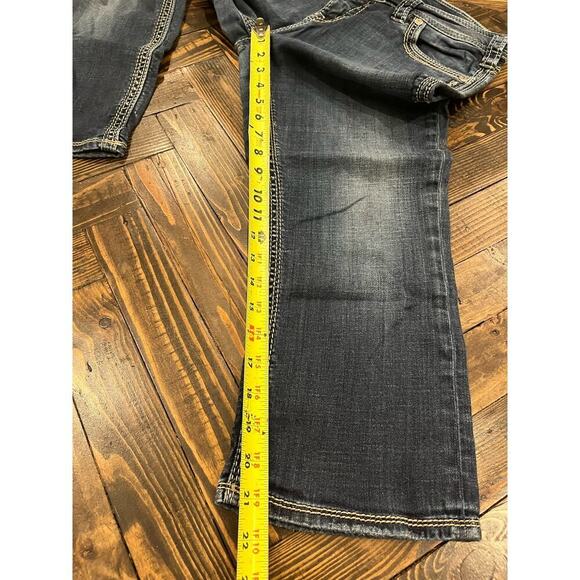 Silver Jeans Aiko Capri Women 33 Thick Stitch Y2K 90s Western Cowgirl Fringe - Picture 6 of 16